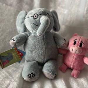 Gray and Pink Stuffed Elephant and Pig Toy Set Yottoy